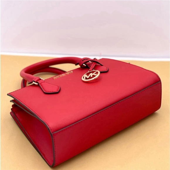 Michael Kors Small Sheila Center Zip Satchel Crossbody Bag Red - Picture 11 of 16